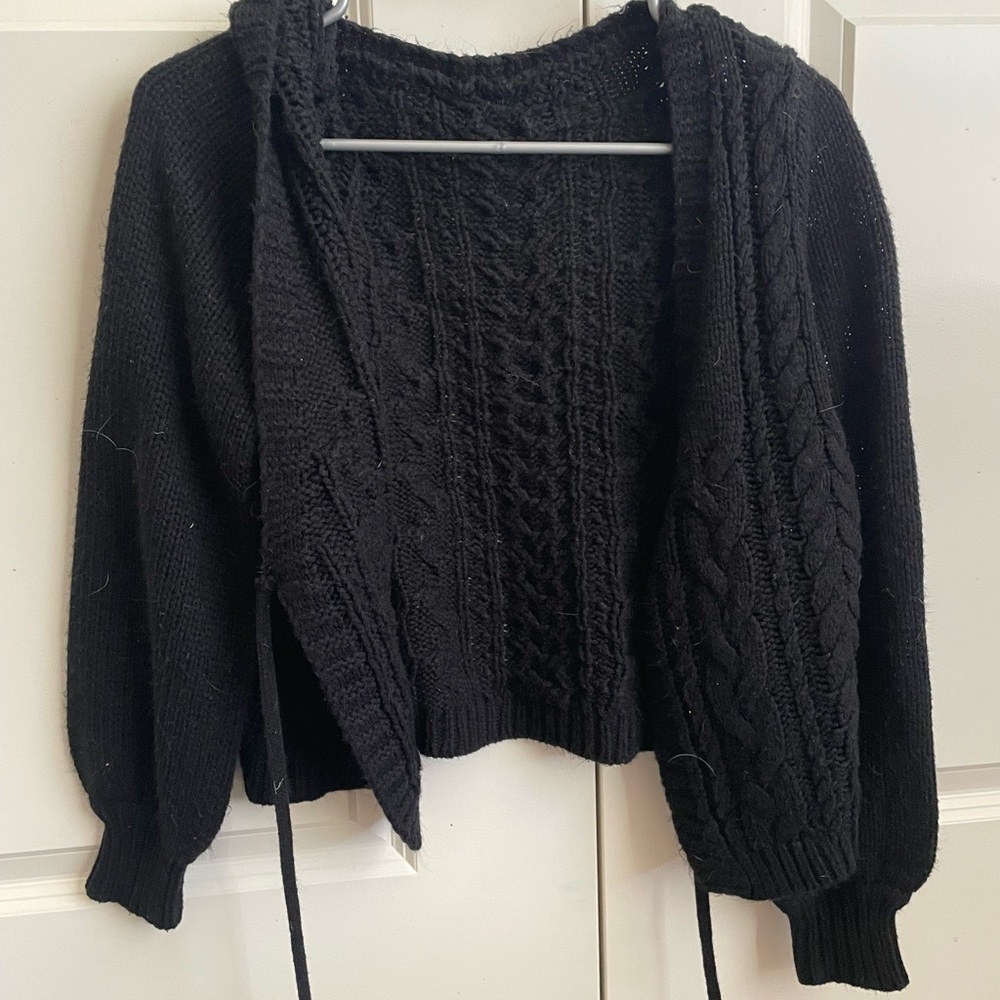 Black Cable Knit Women's Sweater